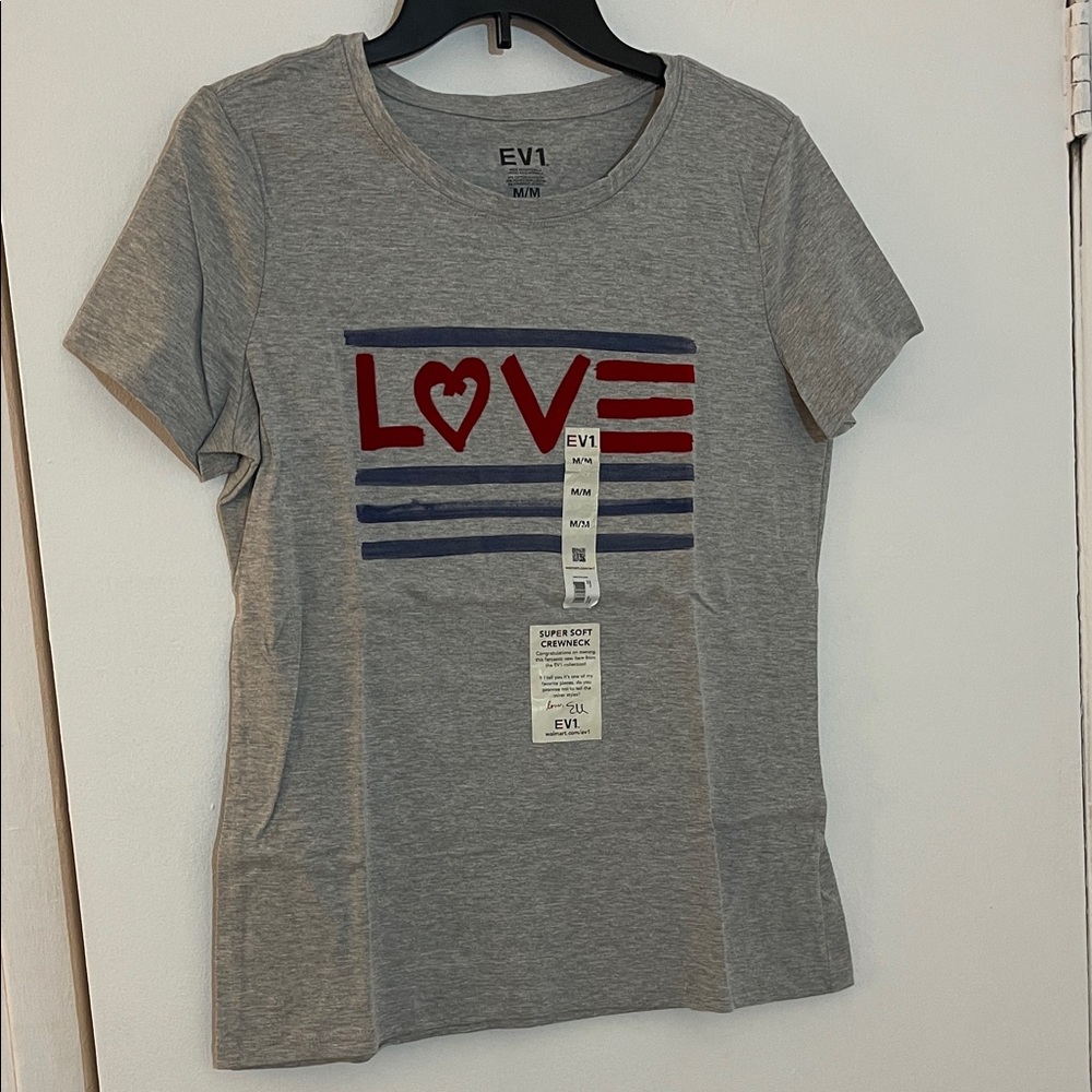 EVI Women's Gray Love Graphic Tee
